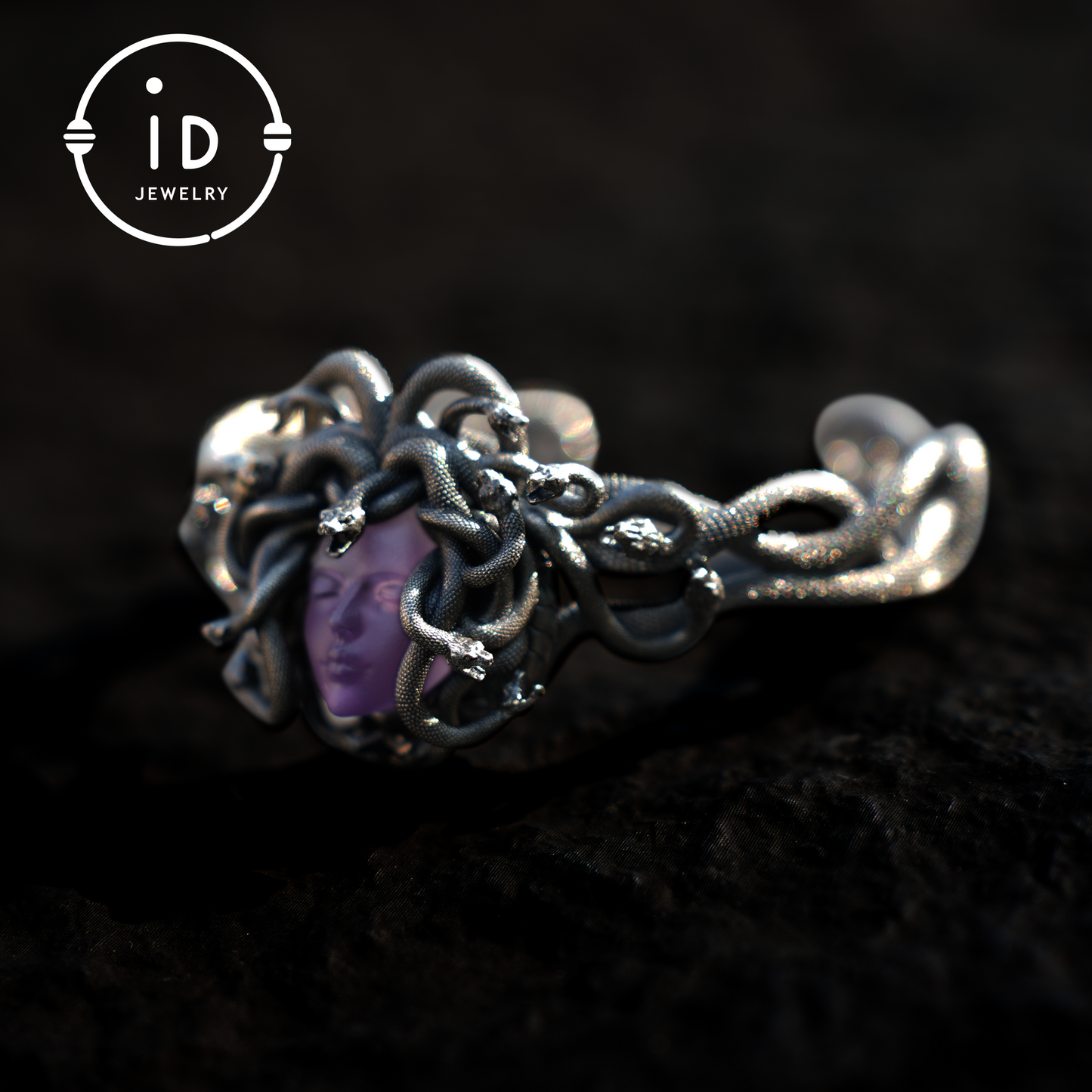 Medusa Bracelet | 925 Sterling Silver & Amethyst | Handmade Gothic Jewelry