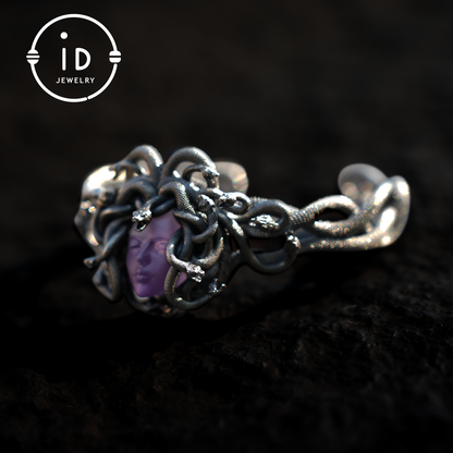 Medusa Bracelet | 925 Sterling Silver & Amethyst | Handmade Gothic Jewelry