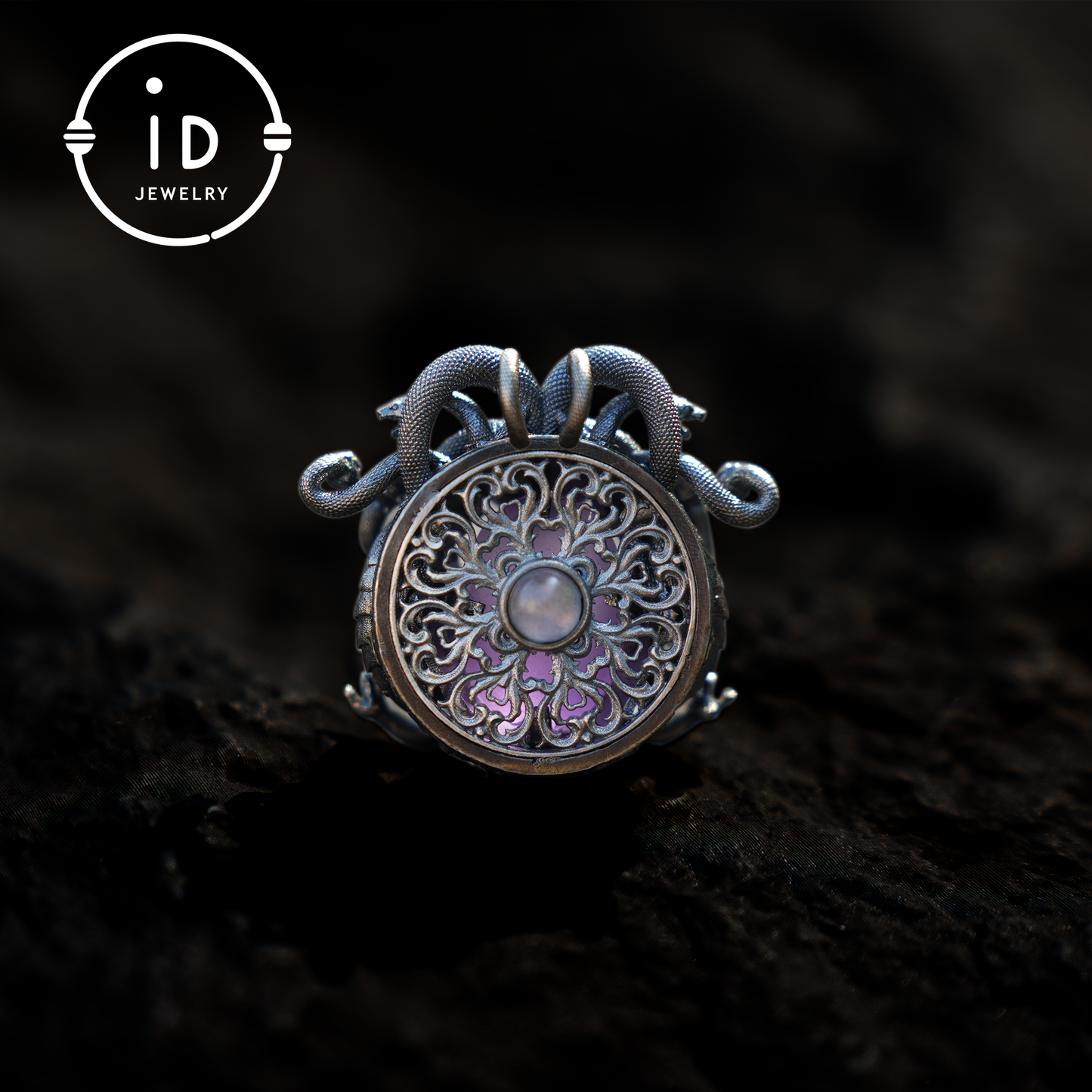 Handcrafted Medusa Pendant 925 Sterling Silver with Carved Amethyst Face, Gothic Snake Necklace, Mythical Fantasy Jewelry Gift