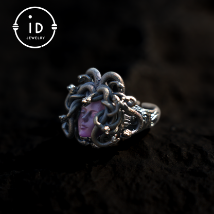 Medusa Ring | 925 Sterling Silver & Amethyst | Gothic Statement Jewelry