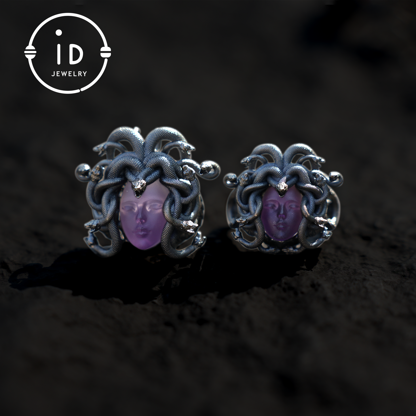 Medusa Ring | 925 Sterling Silver & Amethyst | Gothic Statement Jewelry