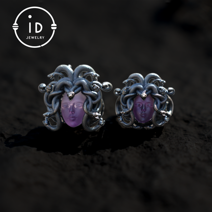 Medusa Ring | 925 Sterling Silver & Amethyst | Gothic Statement Jewelry