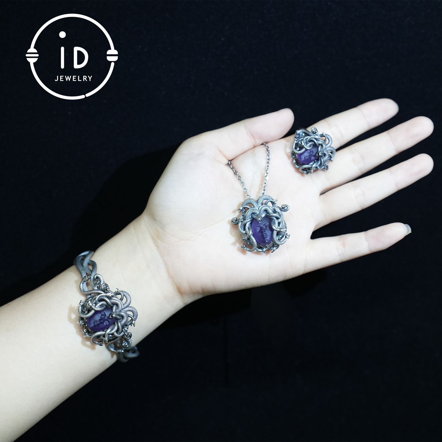 Medusa Bracelet | 925 Sterling Silver & Amethyst | Handmade Gothic Jewelry