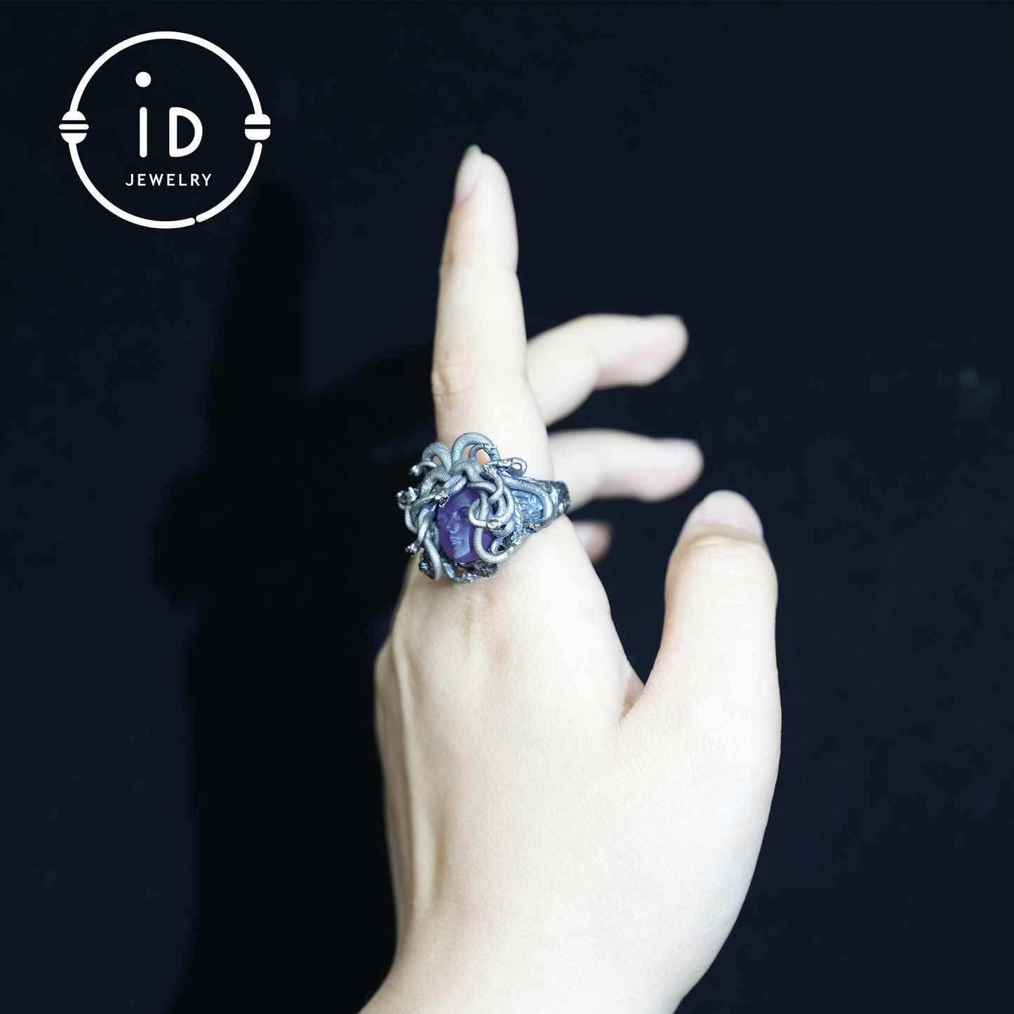 Medusa Ring | 925 Sterling Silver & Amethyst | Gothic Statement Jewelry