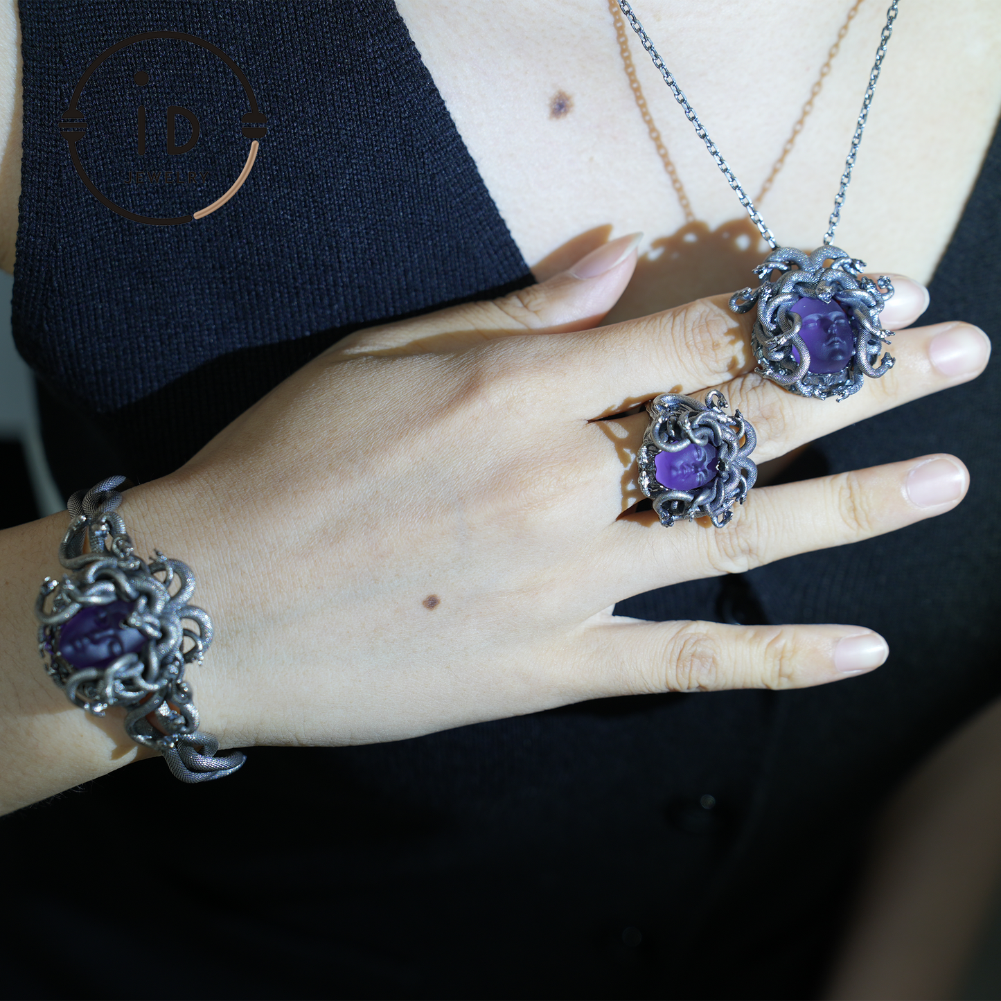 Medusa Bracelet | 925 Sterling Silver & Amethyst | Handmade Gothic Jewelry