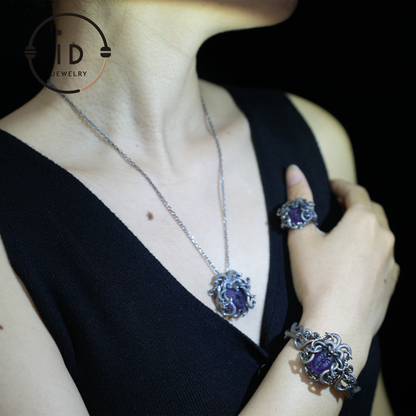 Medusa Bracelet | 925 Sterling Silver & Amethyst | Handmade Gothic Jewelry