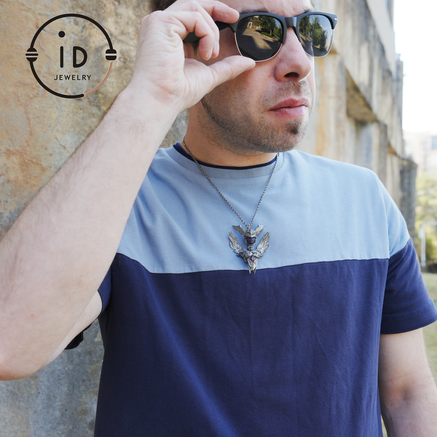 Valkyrie Pendant in 925 Sterling Silver with Ruby & Amethyst | Gothic Fantasy Totem Necklace | Handmade Mythology Jewelry for Collectors