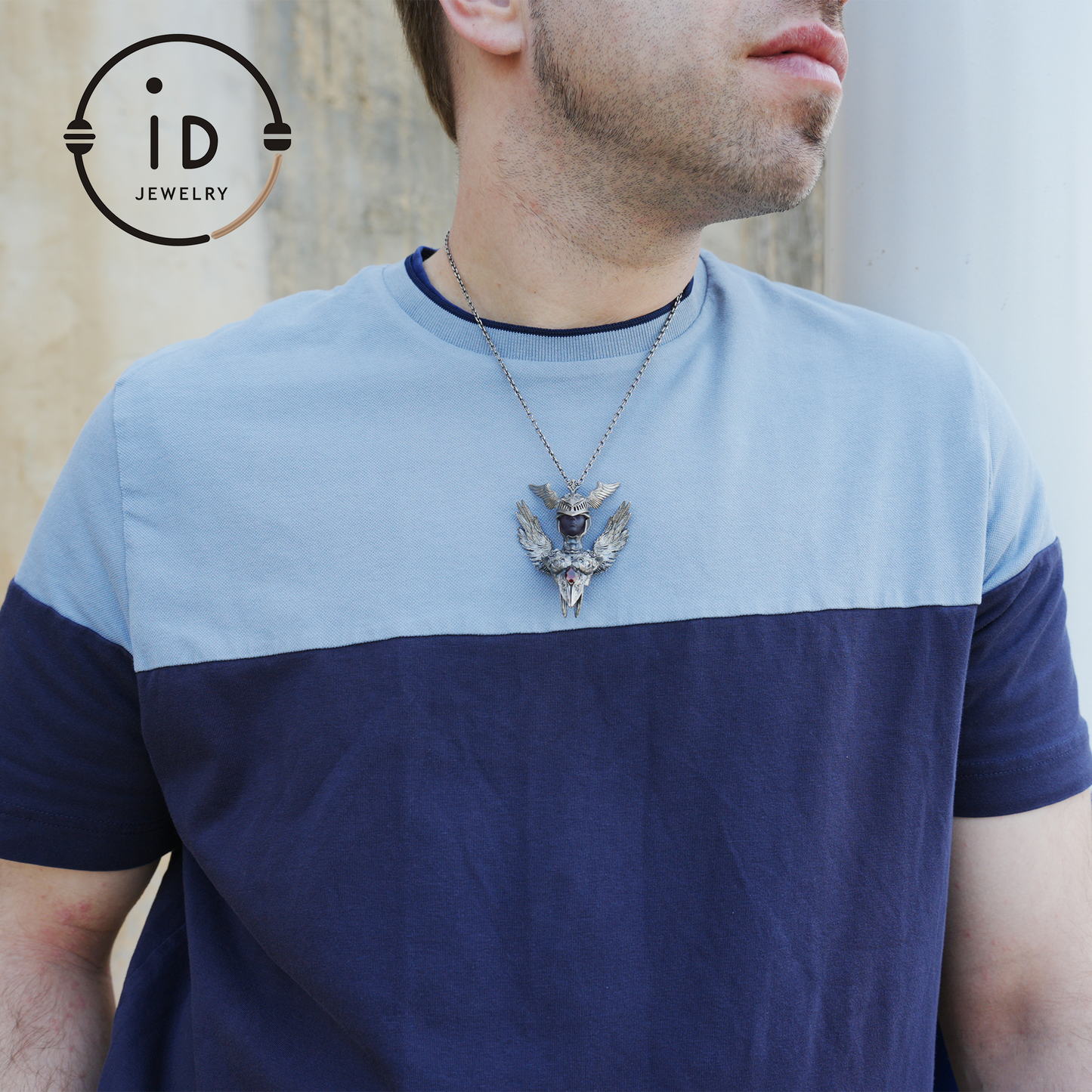 Valkyrie Pendant in 925 Sterling Silver with Ruby & Amethyst | Gothic Fantasy Totem Necklace | Handmade Mythology Jewelry for Collectors