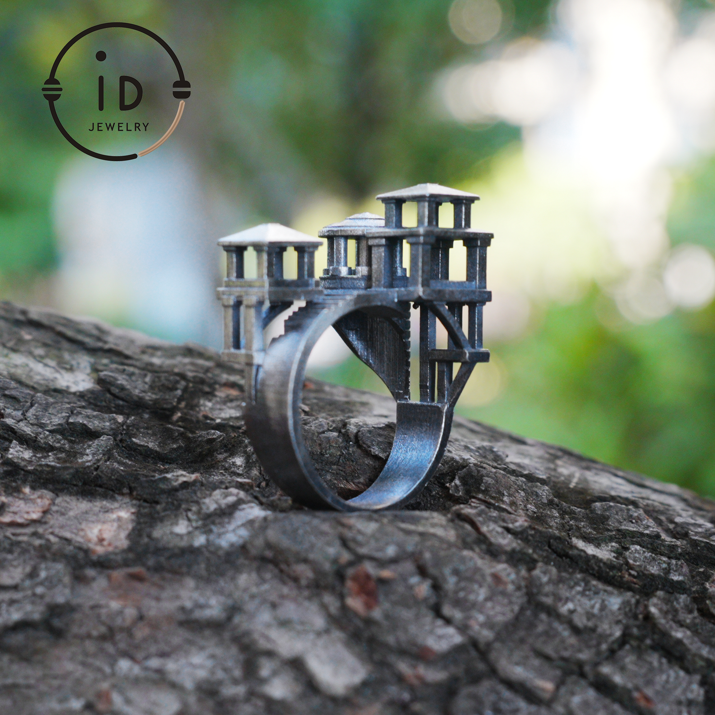 Architectural Silver Ring without Gemstone · Brutalist Statement Ring for Him or Her · Unisex Modern 925 Silver Art Jewelry