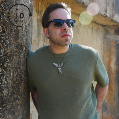 Handmade Phoenix Necklace with Aquamarine | Mystical Symbol | Vintage Fantasy Jewelry