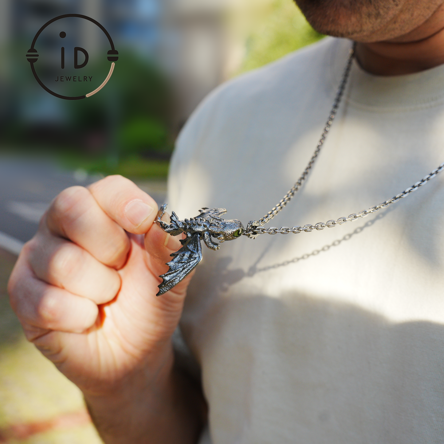 Fantasy Dragon Pendant with Enamel Finish, Handmade Jewelry, Unique Gift