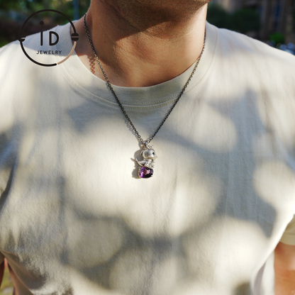 Dolphin Necklace in 925 Sterling Silver with Purple Amethyst, Handmade Jewelry in Vintage Animal Fairytale Style, Ideal Gift for Women