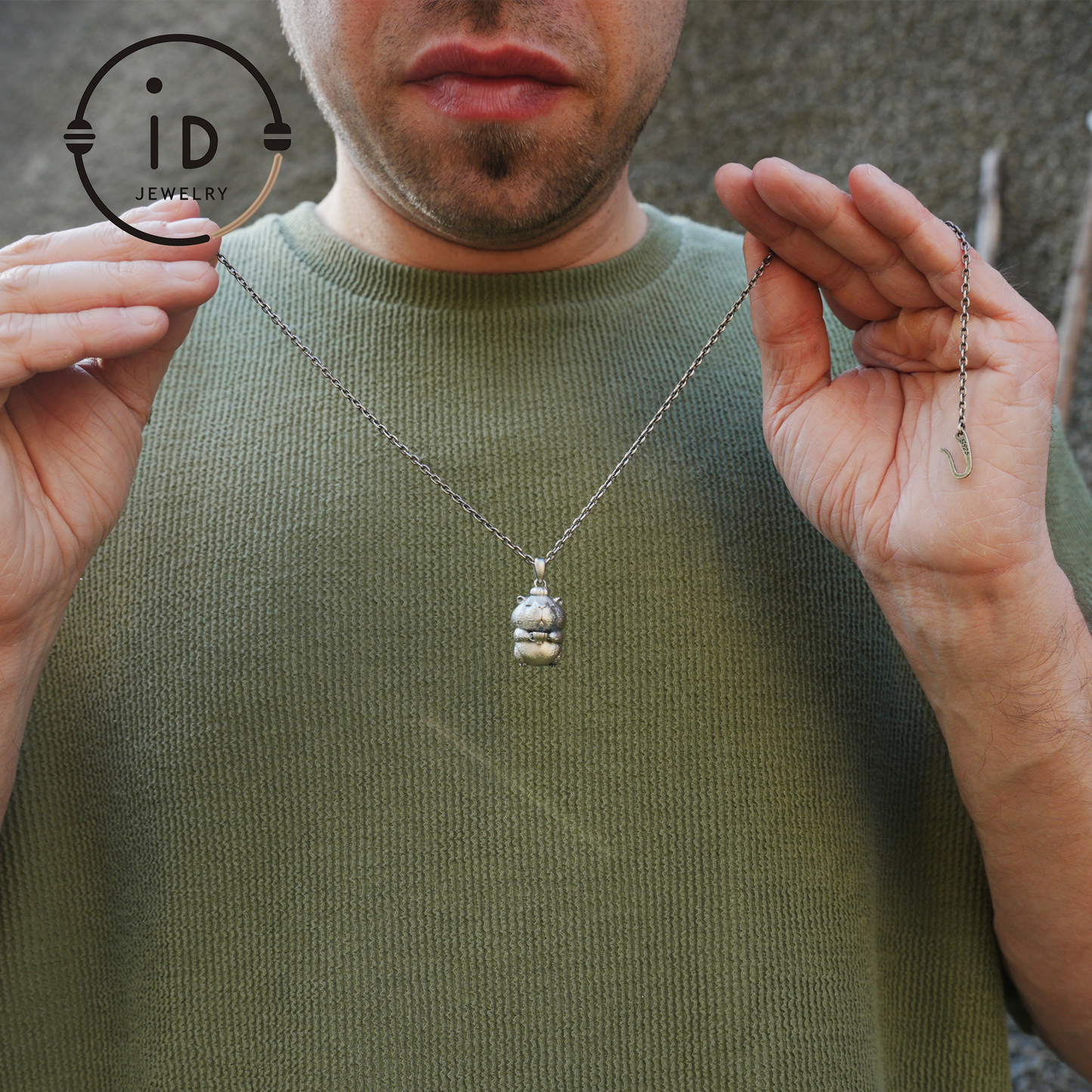 Oxidized Silver Hamster Pendant Handmade Totem Jewelry Animal Charm Necklace Gift for Her Zen Style Talisman 925 Sterling Silver