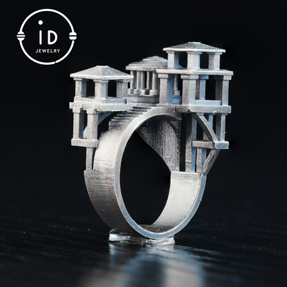 Architectural Silver Ring without Gemstone · Brutalist Statement Ring for Him or Her · Unisex Modern 925 Silver Art Jewelry