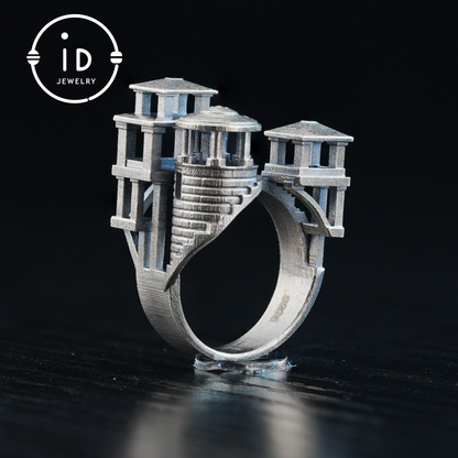 Architectural Silver Ring without Gemstone · Brutalist Statement Ring for Him or Her · Unisex Modern 925 Silver Art Jewelry