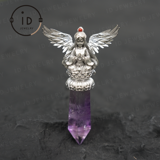 Oriental Spiritual Amethyst Pendant Necklace｜Handmade 925 Silver Jewelry｜Meditation Energy Amulet Gift for Soul Friends