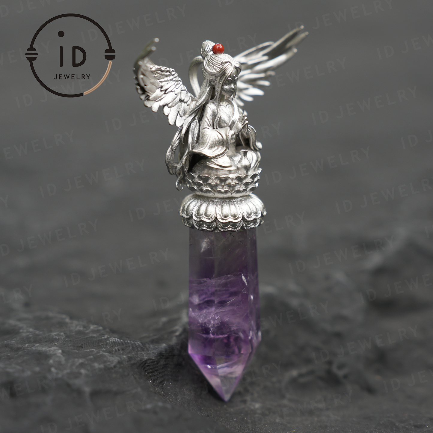 Oriental Spiritual Amethyst Pendant Necklace｜Handmade 925 Silver Jewelry｜Meditation Energy Amulet Gift for Soul Friends