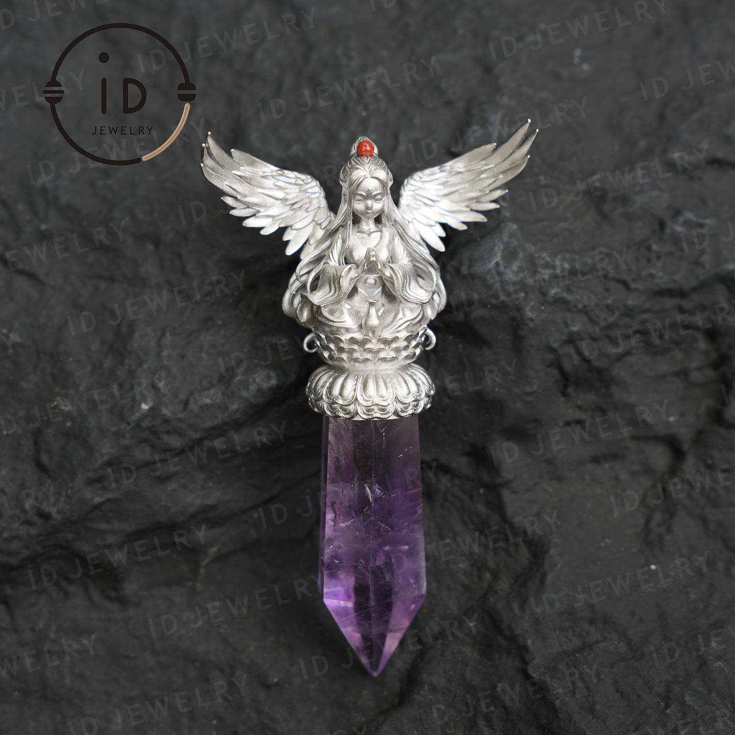 Oriental Spiritual Amethyst Pendant Necklace｜Handmade 925 Silver Jewelry｜Meditation Energy Amulet Gift for Soul Friends