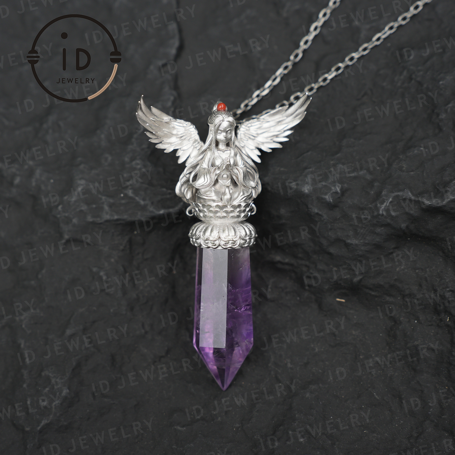 Oriental Spiritual Amethyst Pendant Necklace｜Handmade 925 Silver Jewelry｜Meditation Energy Amulet Gift for Soul Friends