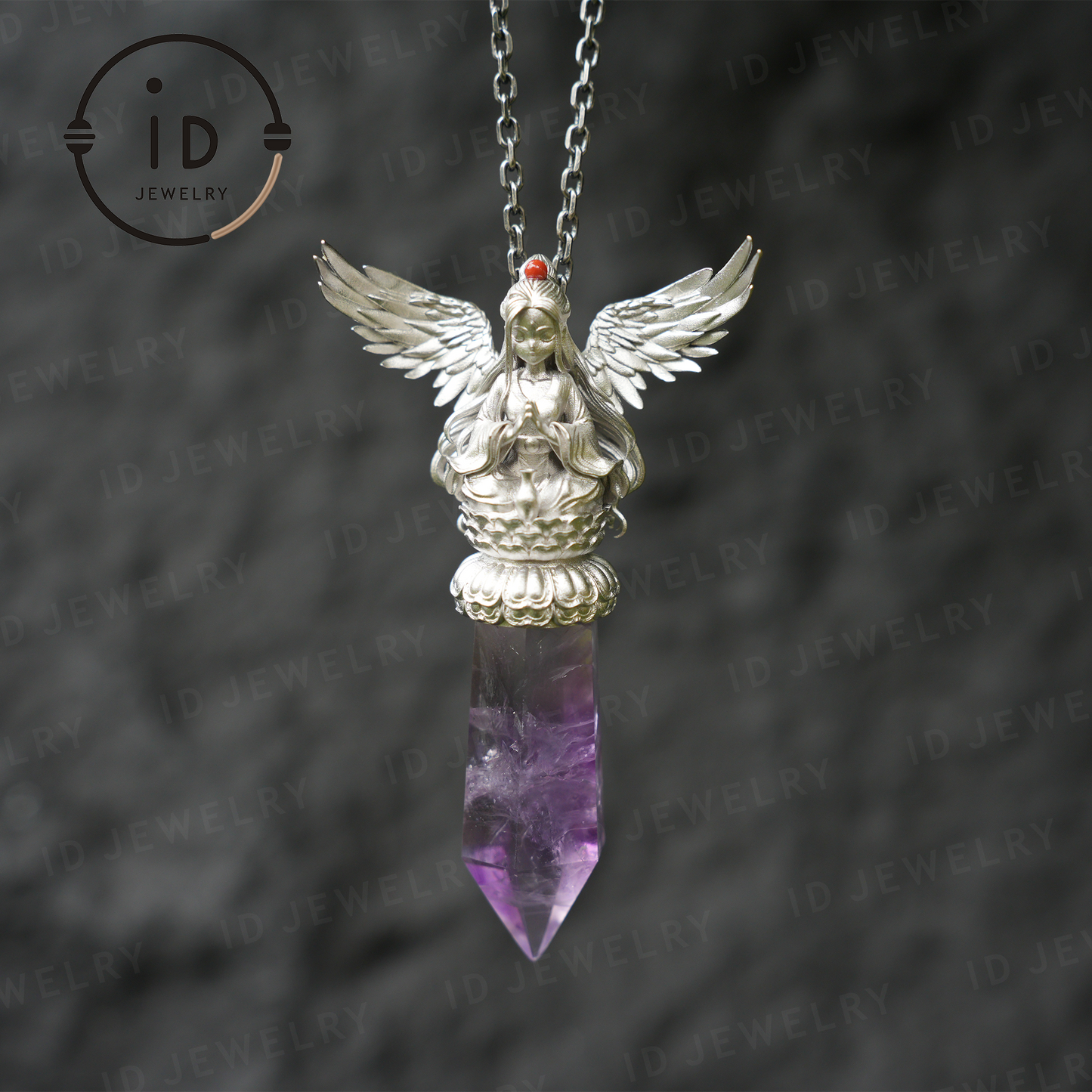 Oriental Spiritual Amethyst Pendant Necklace｜Handmade 925 Silver Jewelry｜Meditation Energy Amulet Gift for Soul Friends