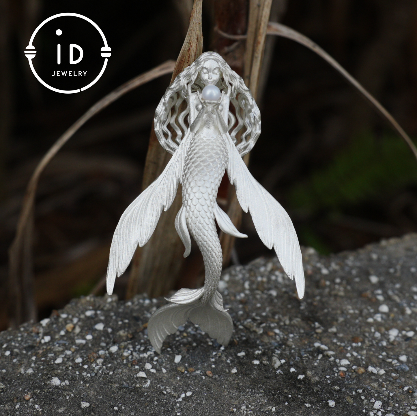 925 Sterling Silver Mermaid Pearl Pendant Necklace Hand-Carved Ocean Fantasy Jewelry |Protection Talisman & Symbol of Love Unique Gift Idea