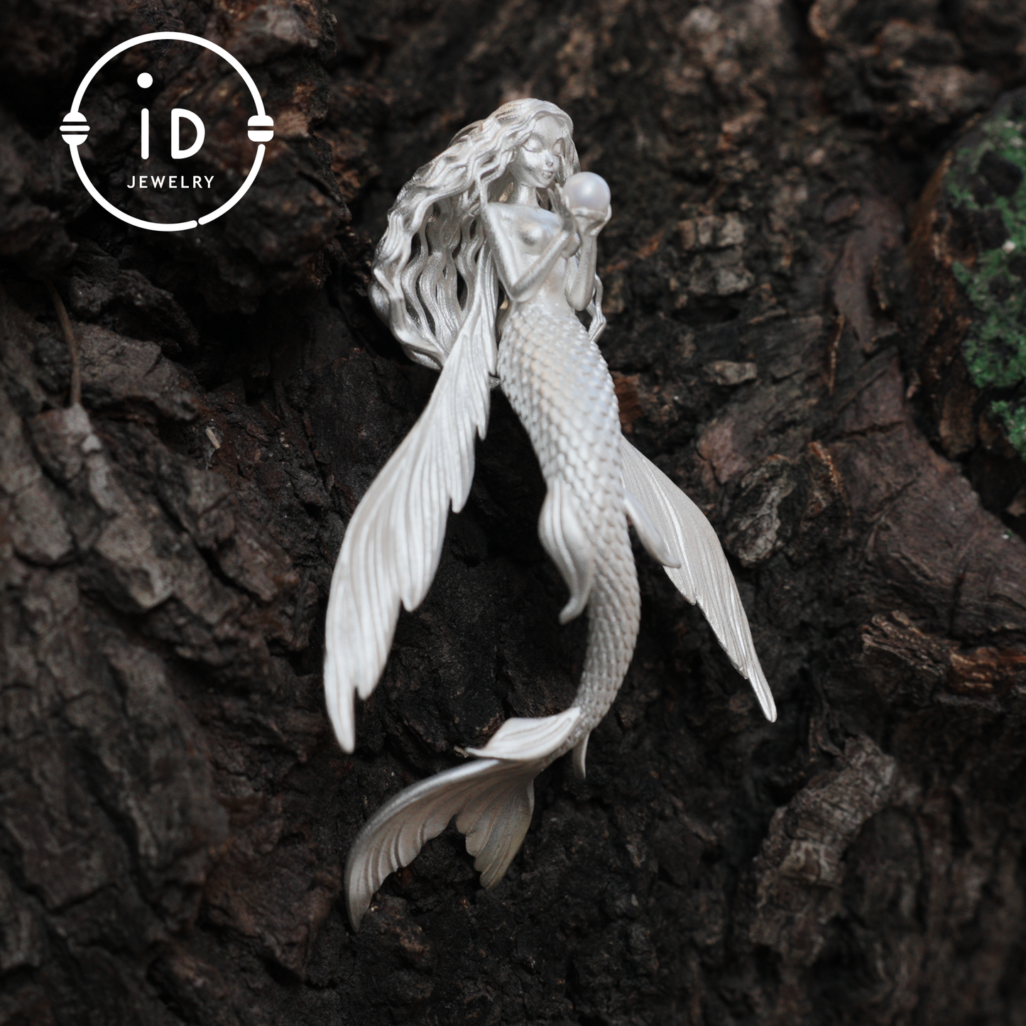 925 Sterling Silver Mermaid Pearl Pendant Necklace Hand-Carved Ocean Fantasy Jewelry |Protection Talisman & Symbol of Love Unique Gift Idea