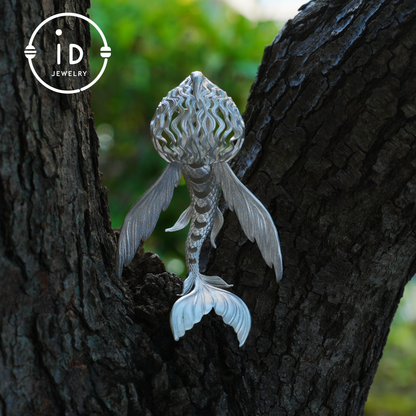 925 Sterling Silver Mermaid Pearl Pendant Necklace Hand-Carved Ocean Fantasy Jewelry |Protection Talisman & Symbol of Love Unique Gift Idea