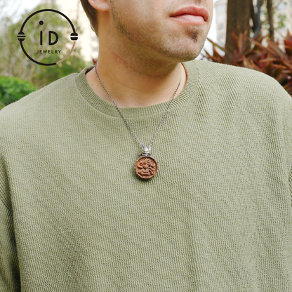 Fox Pendant in Sterling Silver and Carved Agarwood in Totem Witchcore Style – Spiritual Necklace, Birthday Gift for Her, Handmade Amulet