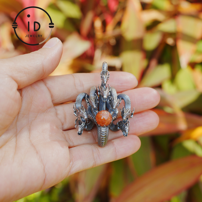 Eight-Headed Serpent Pendant - S925 Silver - Handmade Creative Design Inspired by Yamata no Orochi (Japanese Mythology)