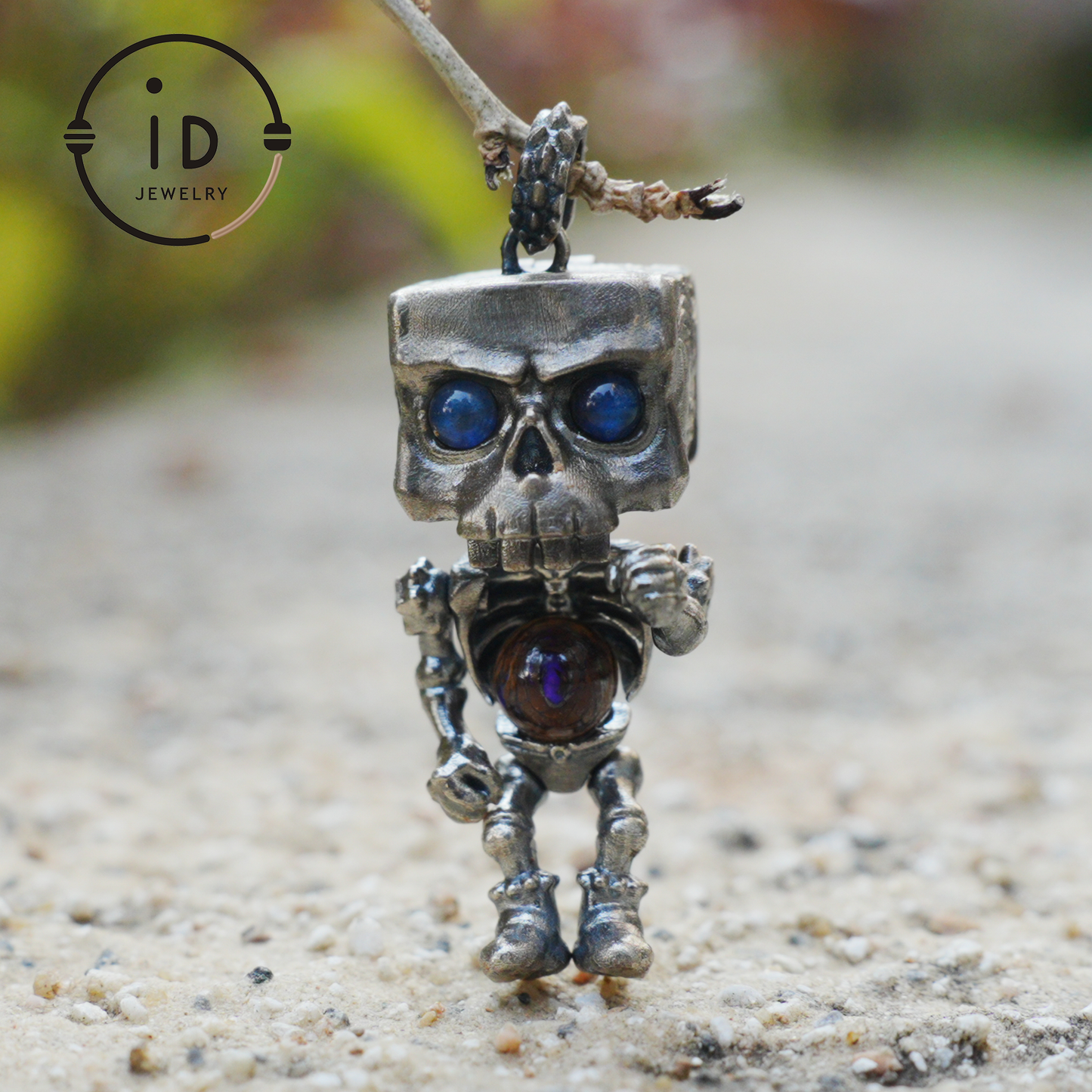 Memento Mori Skull Pendant | 925 Silver with Labradorite & Iron Opal | Gothic Talisman for Spiritual Awakening