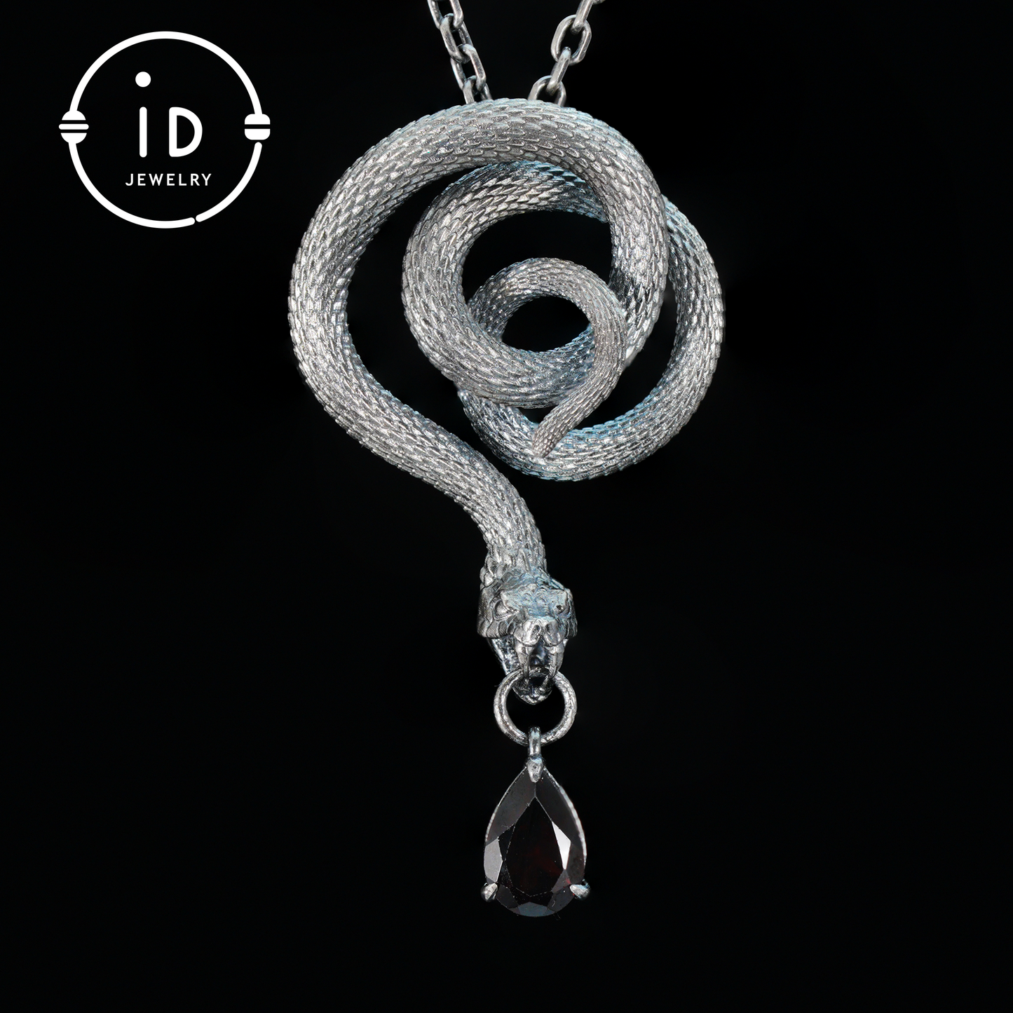 Heart-Shaped Garnet Snake Pendant in 925 Sterling Silver with Rose Motif · Gothic Vintage Aesthetic · Symbolic Dark Jewelry Gift for Her