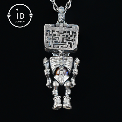 Memento Mori Skull Pendant | 925 Silver with Labradorite & Iron Opal | Gothic Talisman for Spiritual Awakening