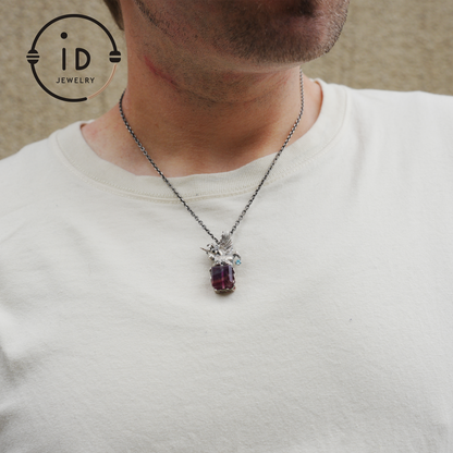 Fantasy Unicorn Pendant in 925 Sterling Silver with Phantom Quartz, Zircon and Agate – Unique Handcrafted Gift for Dreamers and Collectors