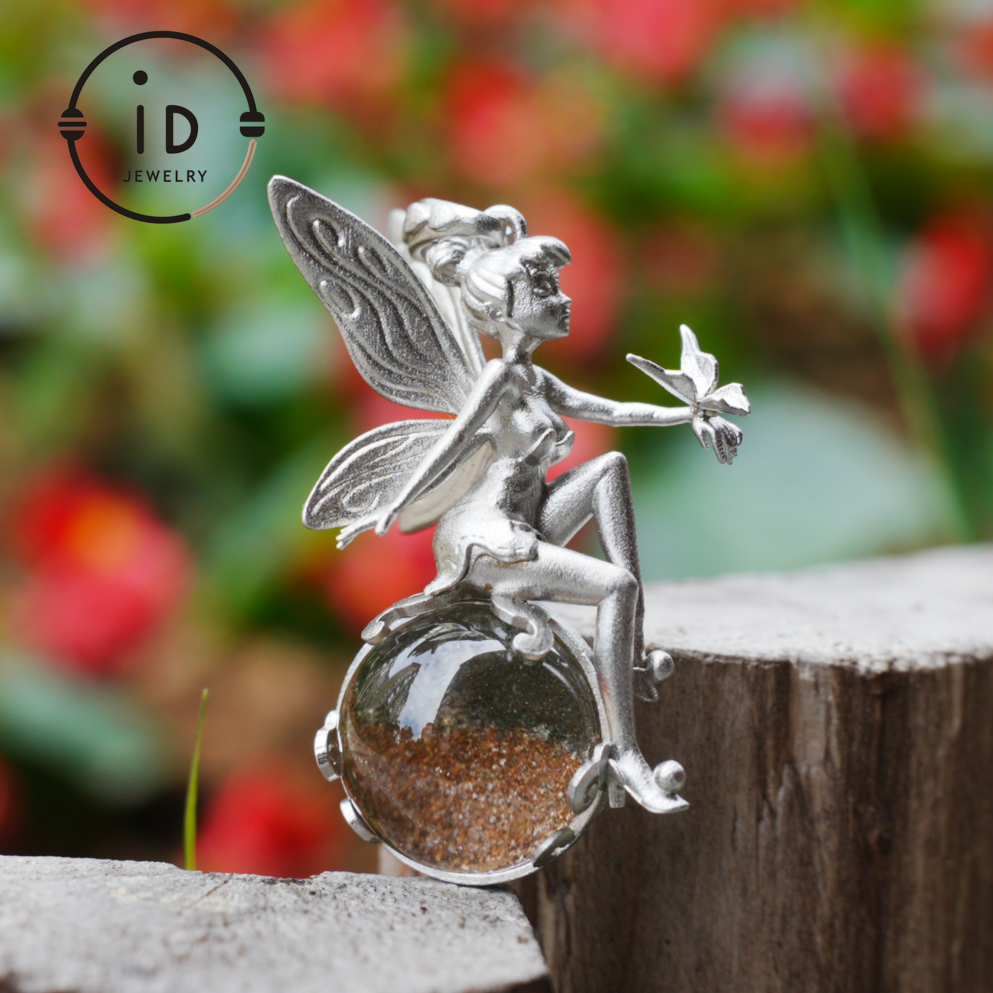 Fairy Pendant Necklace in 925 Sterling Silver with Moss Quartz | Handmade Fantasy Jewelry with Nature Spirit Elf Design | Mystical Keepsake Gift for Adults
