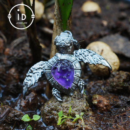 925 Silver Sea Turtle Pendant Necklace, Articulated Ocean Talisman for Divers & Ocean Lovers, Handmade Birthday / Christmas Gift