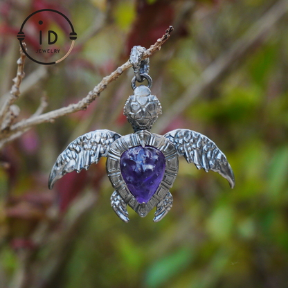 925 Silver Sea Turtle Pendant Necklace, Articulated Ocean Talisman for Divers & Ocean Lovers, Handmade Birthday / Christmas Gift