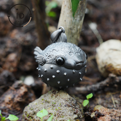 Fish Pendant made of 925 Sterling Silver with Black Onyx in Fairytale Style · Gift for Her · Solid Talisman for Nature Lovers