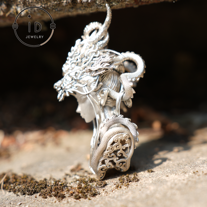 925 Sterling Silver Eastern Dragon God Pendant – Handmade Fantasy Jewelry for Collectors & Cultural Enthusiasts