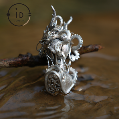 925 Sterling Silver Eastern Dragon God Pendant – Handmade Fantasy Jewelry for Collectors & Cultural Enthusiasts