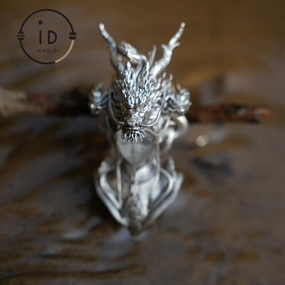 925 Sterling Silver Eastern Dragon God Pendant – Handmade Fantasy Jewelry for Collectors & Cultural Enthusiasts