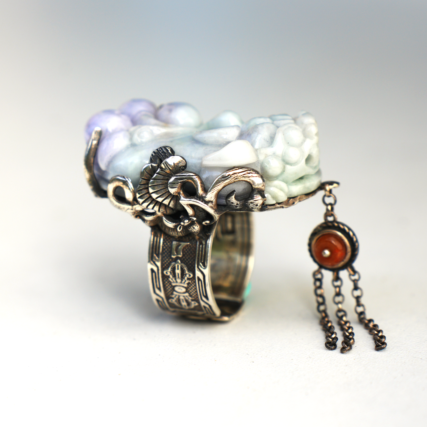 Handmade Jadeite Ring| Mystical Protection Jewelry| Artistic Gemstone Ring| Brave troops-Inspired| Symbol of Fortune