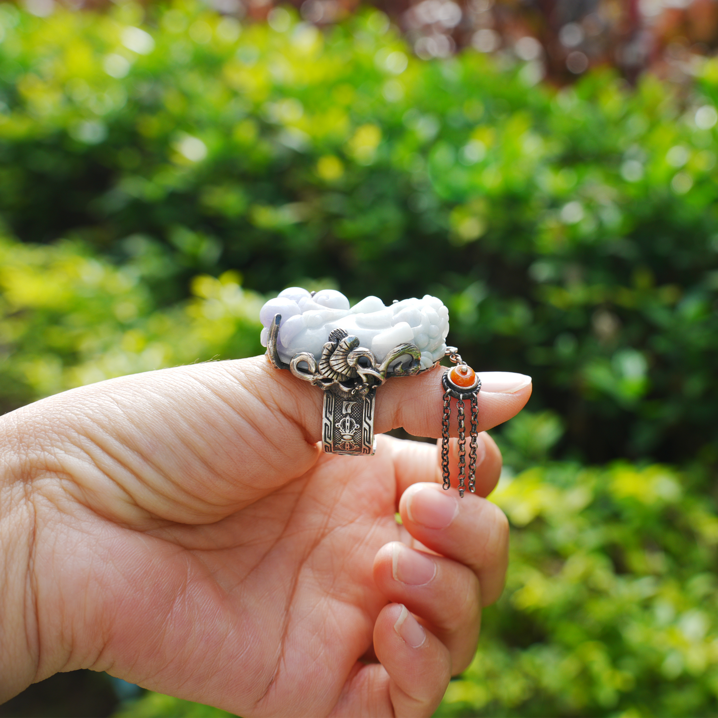 Handmade Jadeite Ring| Mystical Protection Jewelry| Artistic Gemstone Ring| Brave troops-Inspired| Symbol of Fortune
