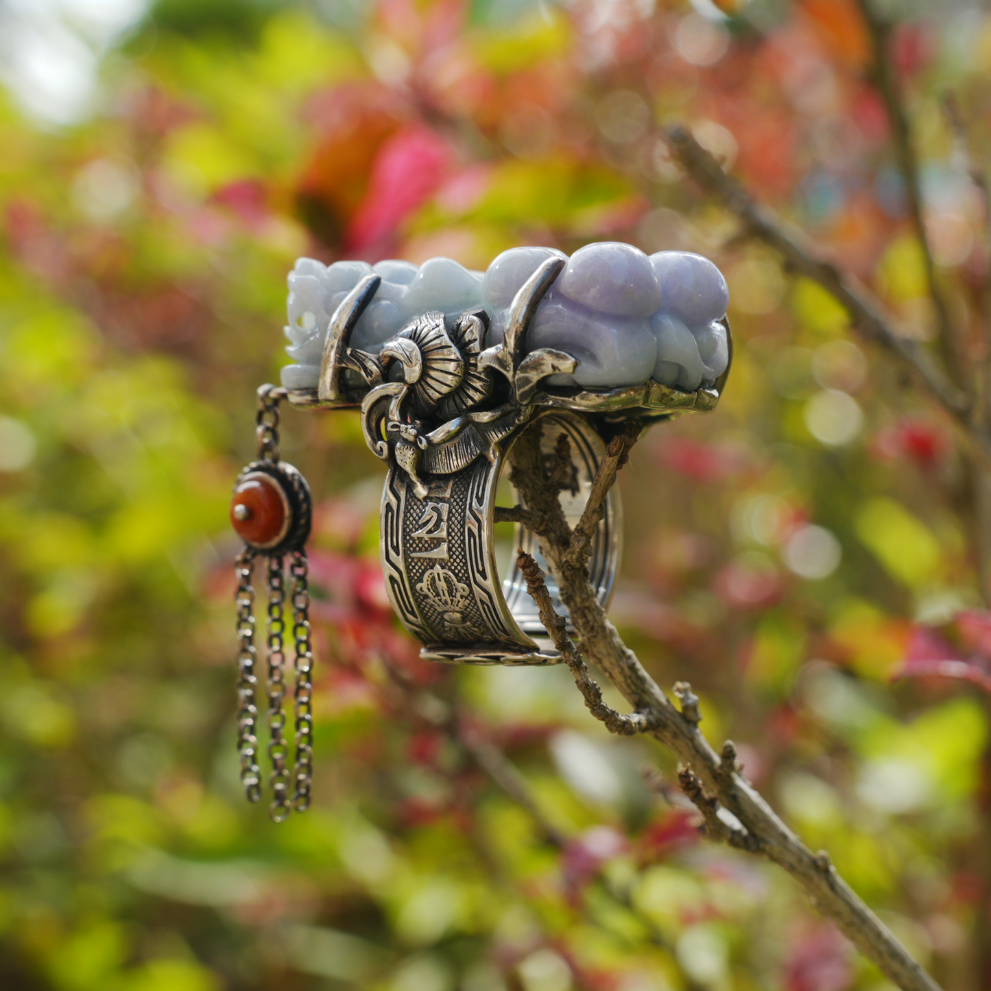 Handmade Jadeite Ring| Mystical Protection Jewelry| Artistic Gemstone Ring| Brave troops-Inspired| Symbol of Fortune