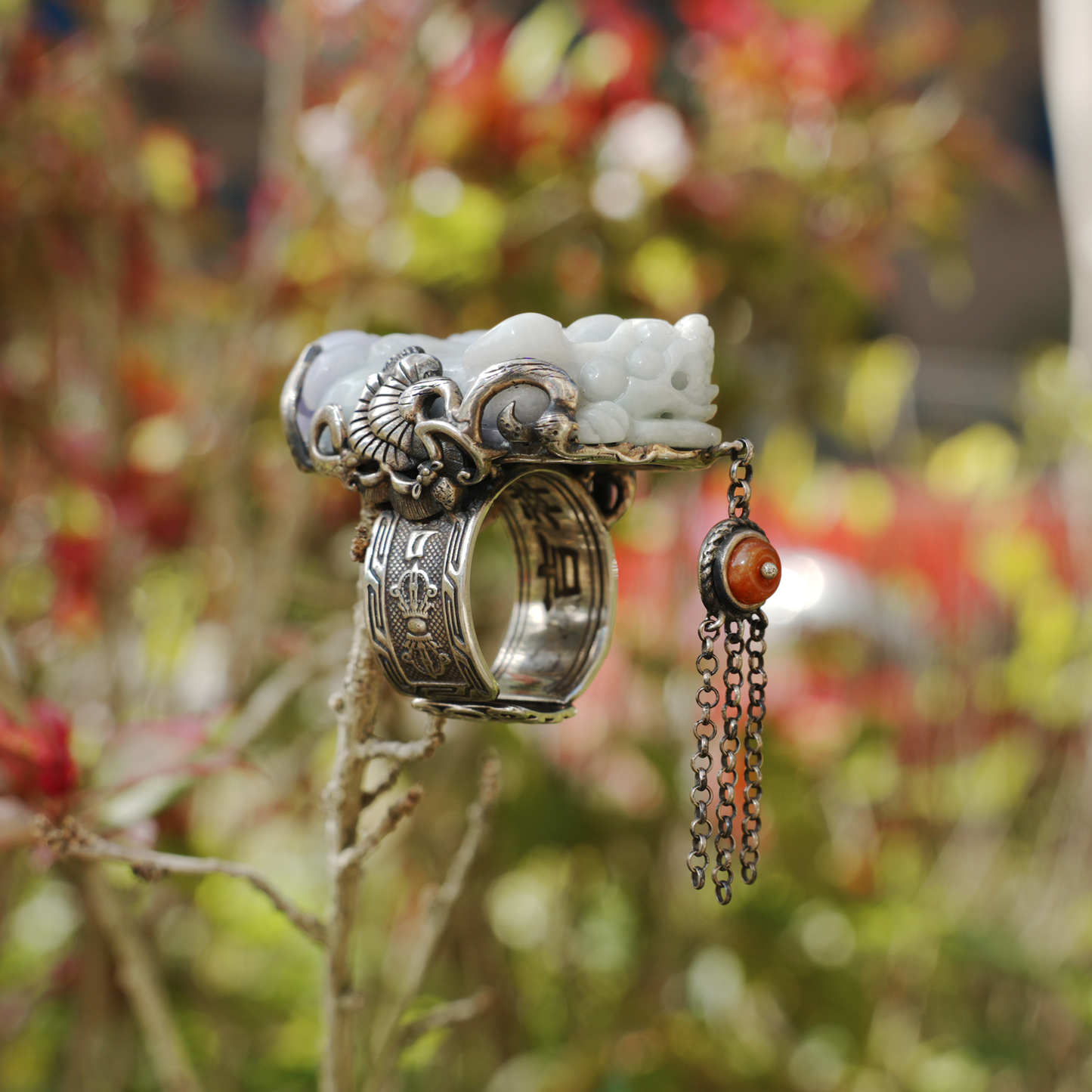 Handmade Jadeite Ring| Mystical Protection Jewelry| Artistic Gemstone Ring| Brave troops-Inspired| Symbol of Fortune