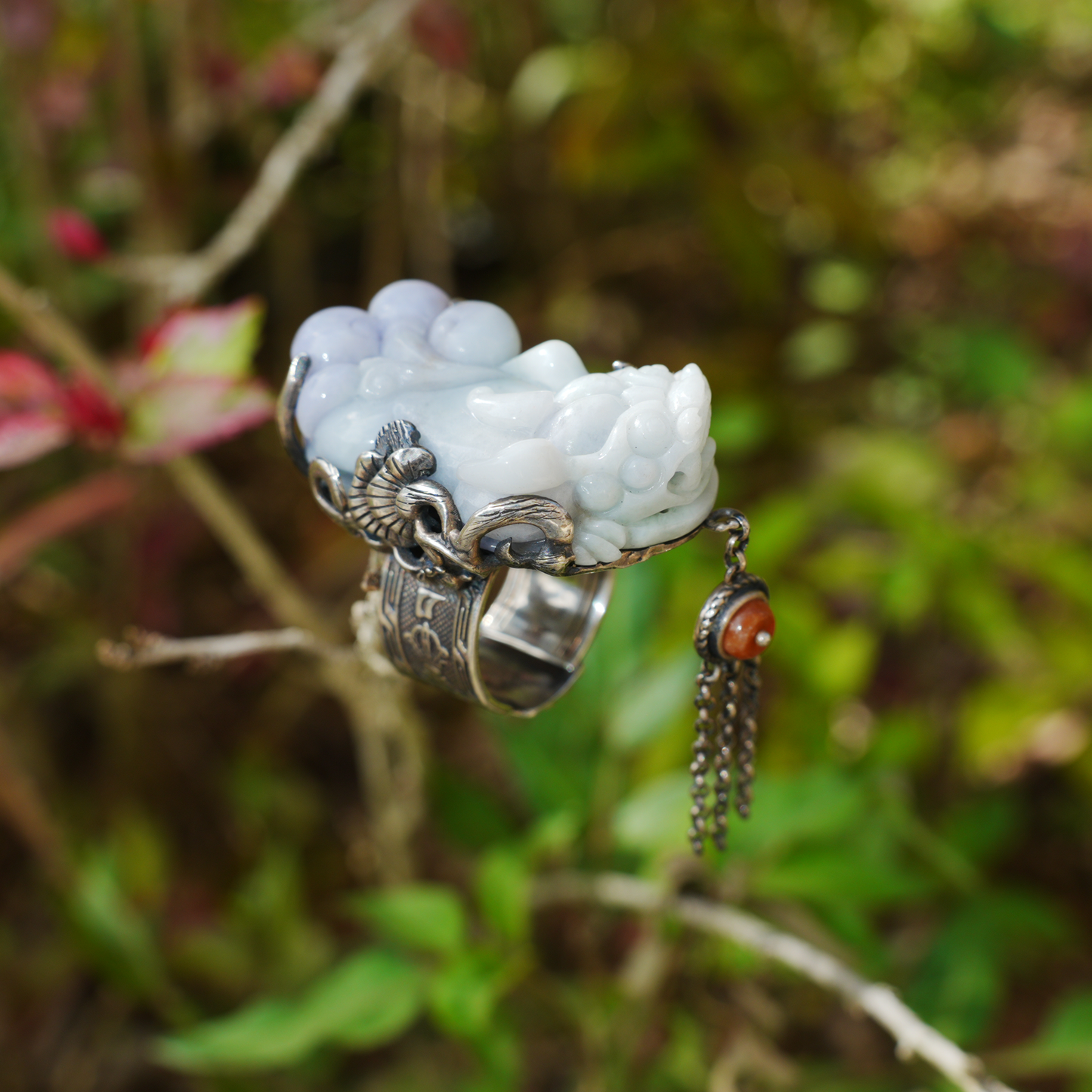 Handmade Jadeite Ring| Mystical Protection Jewelry| Artistic Gemstone Ring| Brave troops-Inspired| Symbol of Fortune