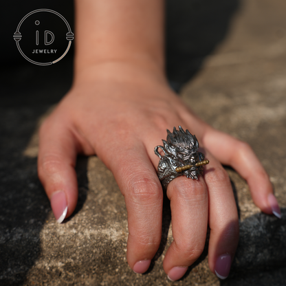 Wukong Ring - 925 Silver Gothic Design, Statement Jewelry for Fantasy Lovers