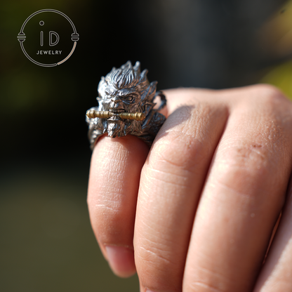 Wukong Ring - 925 Silver Gothic Design, Statement Jewelry for Fantasy Lovers