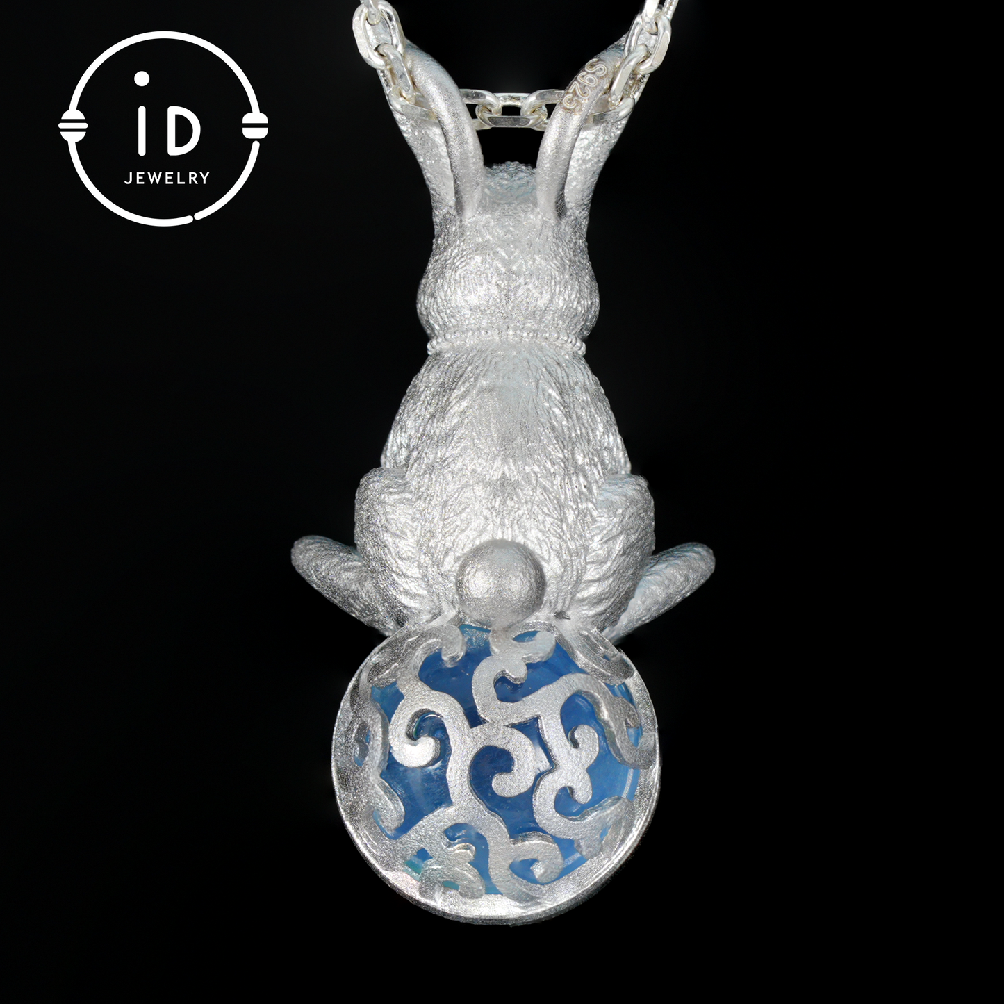 Moon Rabbit Pendant with Red Agate & Ghost Stone | Spring Totem Talisman Jewelry | Fantasy Handmade Forest Bunny Necklace