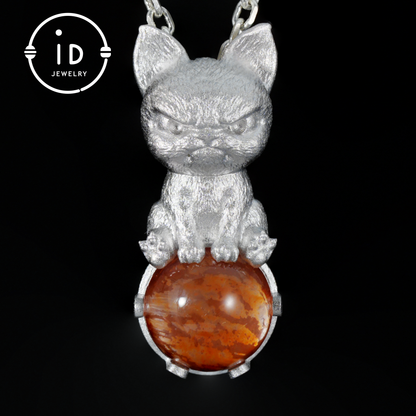 Silver Dog Pendant with Red Resin Stone, 925 Sterling Silver Necklace, Fairytale Animal Jewelry, Gift for Her Birthday