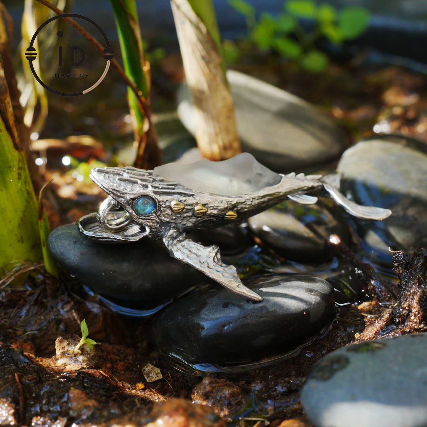 White Crystal Whale Pendant & Brooch in 925 Silver, Labradorite Totem Jewelry Gothic Style, Gift for Her Christmas
